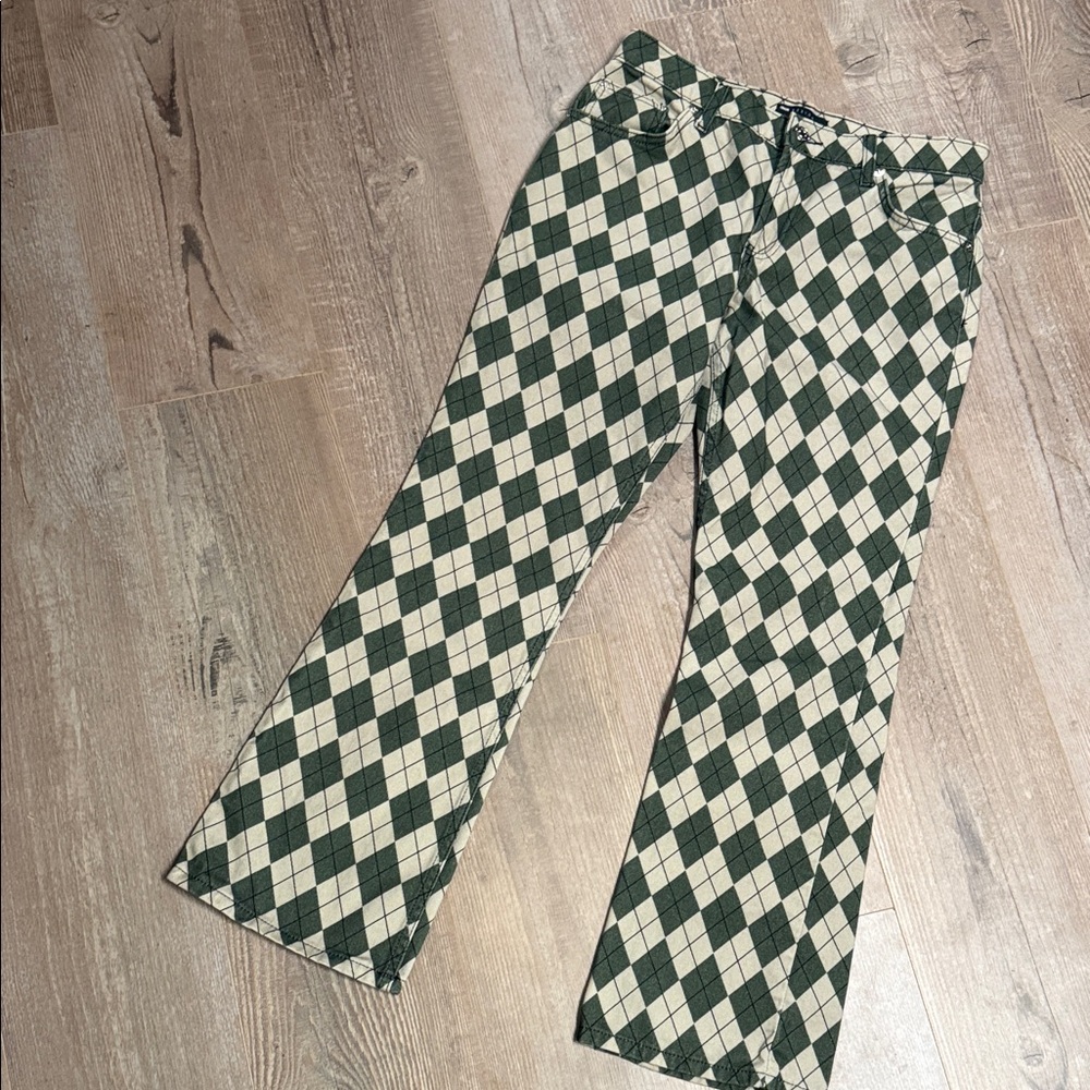 ASOS Green and Cream Argyle Women’s Pants